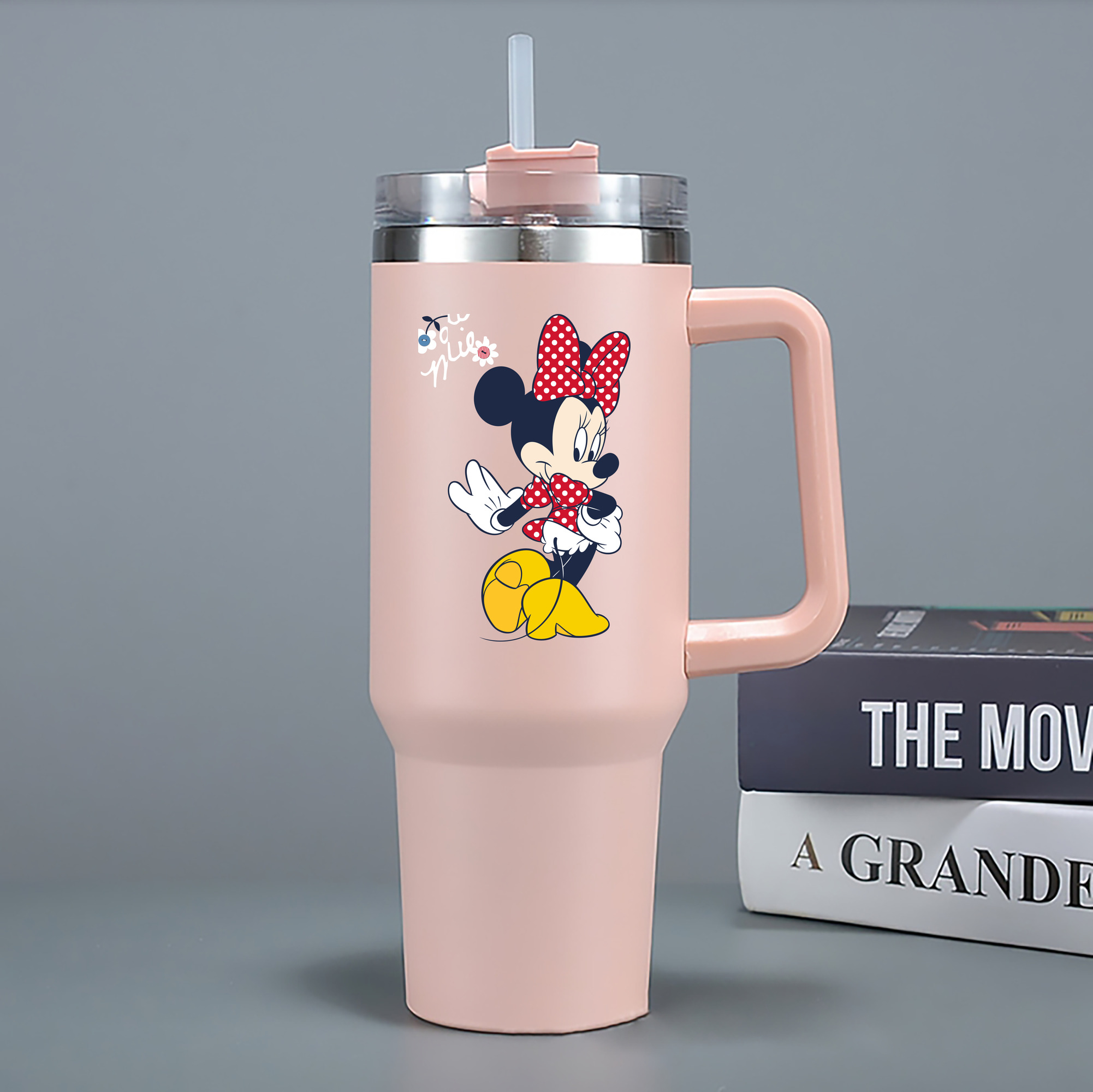 （画像用） ミッキーマウス Mickey Mouse 1200mL車用タンブラー - クリスタルステッカー（プラスチックストロー付き）